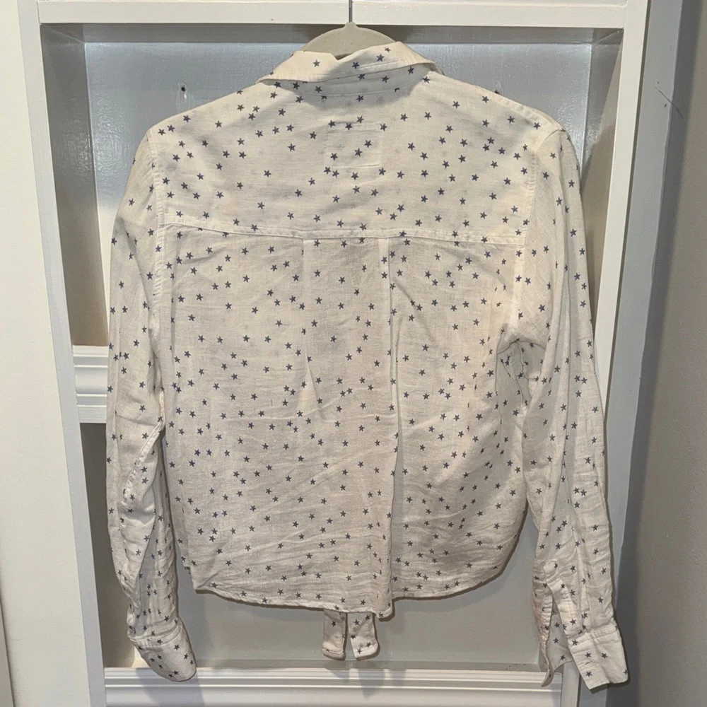Rails White Button Down with Blue Stars - Picture 3 of 3